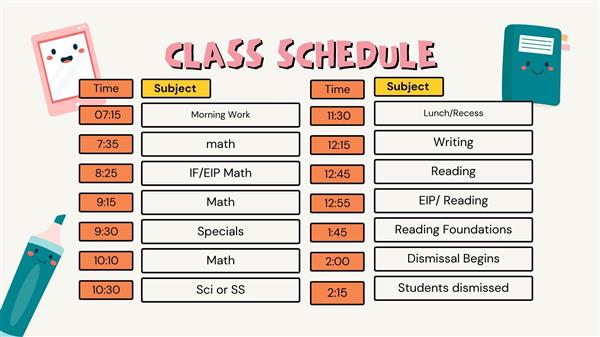 Fourth Grade Schedule 2425